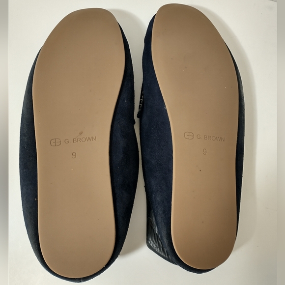 G.Brown Men\'s Leather And Suede Slippers, Blue, Men\'s Size 9, Shearling‎ Lined